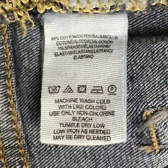 FREE PEOPLE Jeans Busted Knee Stretch Dark Blue Wash Skinny Ankle Crop sz 31 - Picture 9 of 11